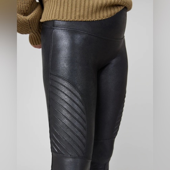 SPANX FAUX LEATHER MOTO LEGGINGS size M - Picture 4 of 13